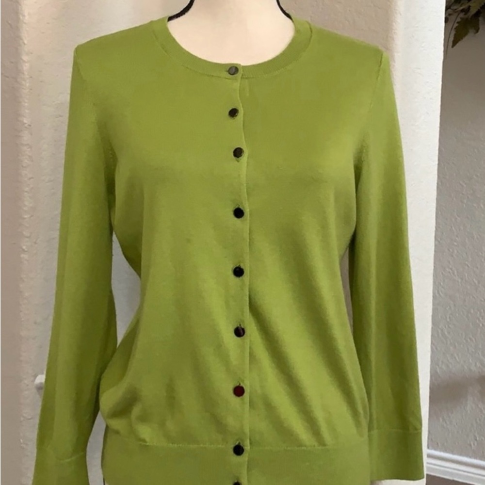Banana Republic green silk blend cardigan button down sweater.